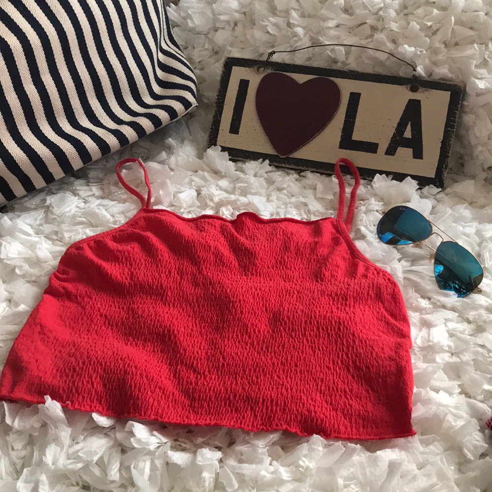 Zara Red Scrunchy Crop Tank